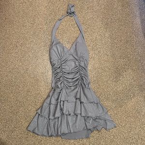 silver y2k halter dress